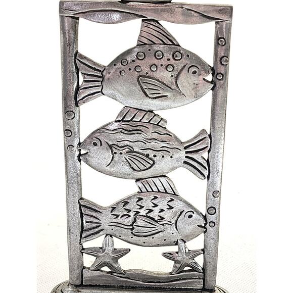 Candle Holder-Pewter-Fish-Taper Candle-7" Tall-One Candle Holder - Picture 5 of 9